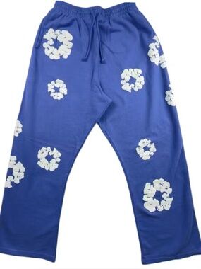 Denim Tears Cotton Wreath Baggy Sweatpants- Blue
